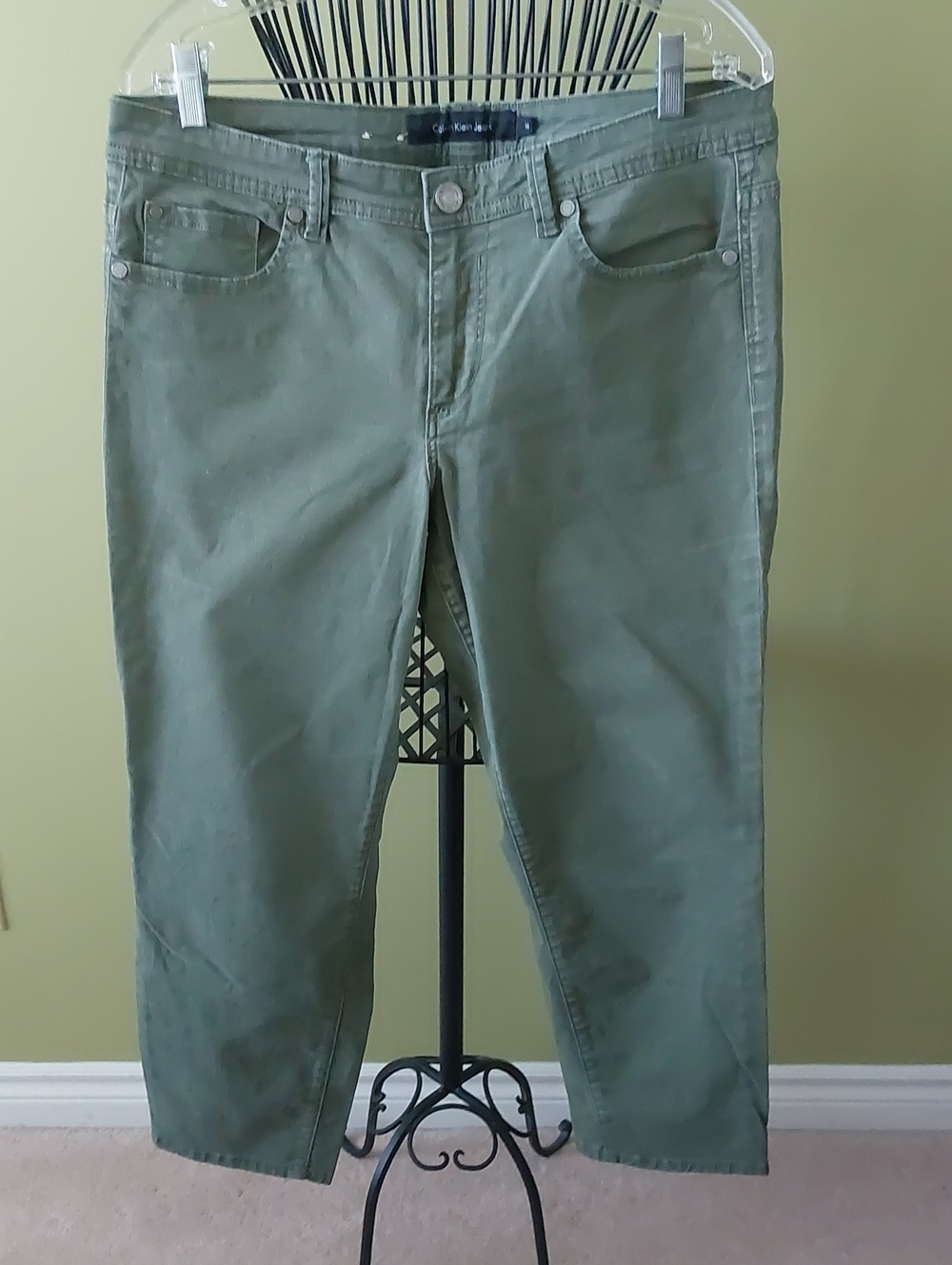 Calvin Klein Jeans Olive Green Ankle Crop Jeans